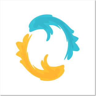 Blue and yellow fish in circle Posters and Art